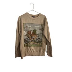 Vintage Frog and Toad Brown Best Friends Tapestry Sweatshirt Size S